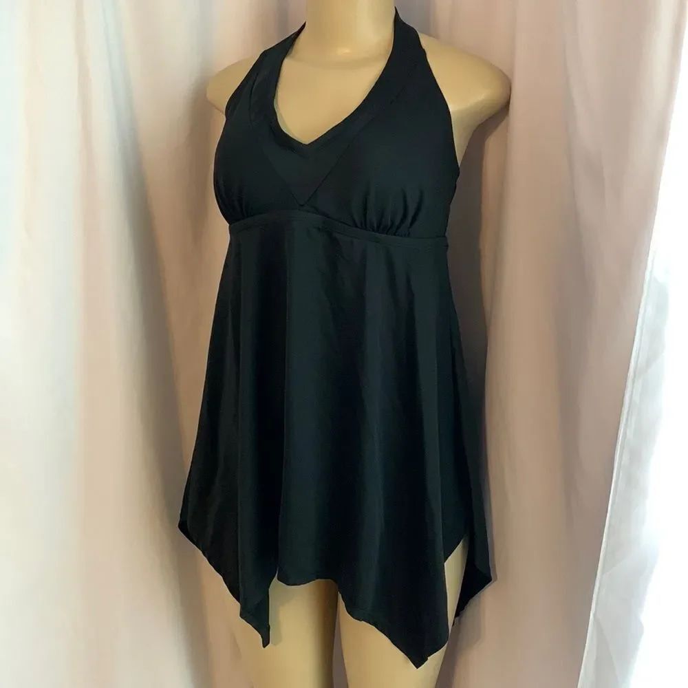 Designer Swimsuit Swimwear Swimdress one-piece 10 Black